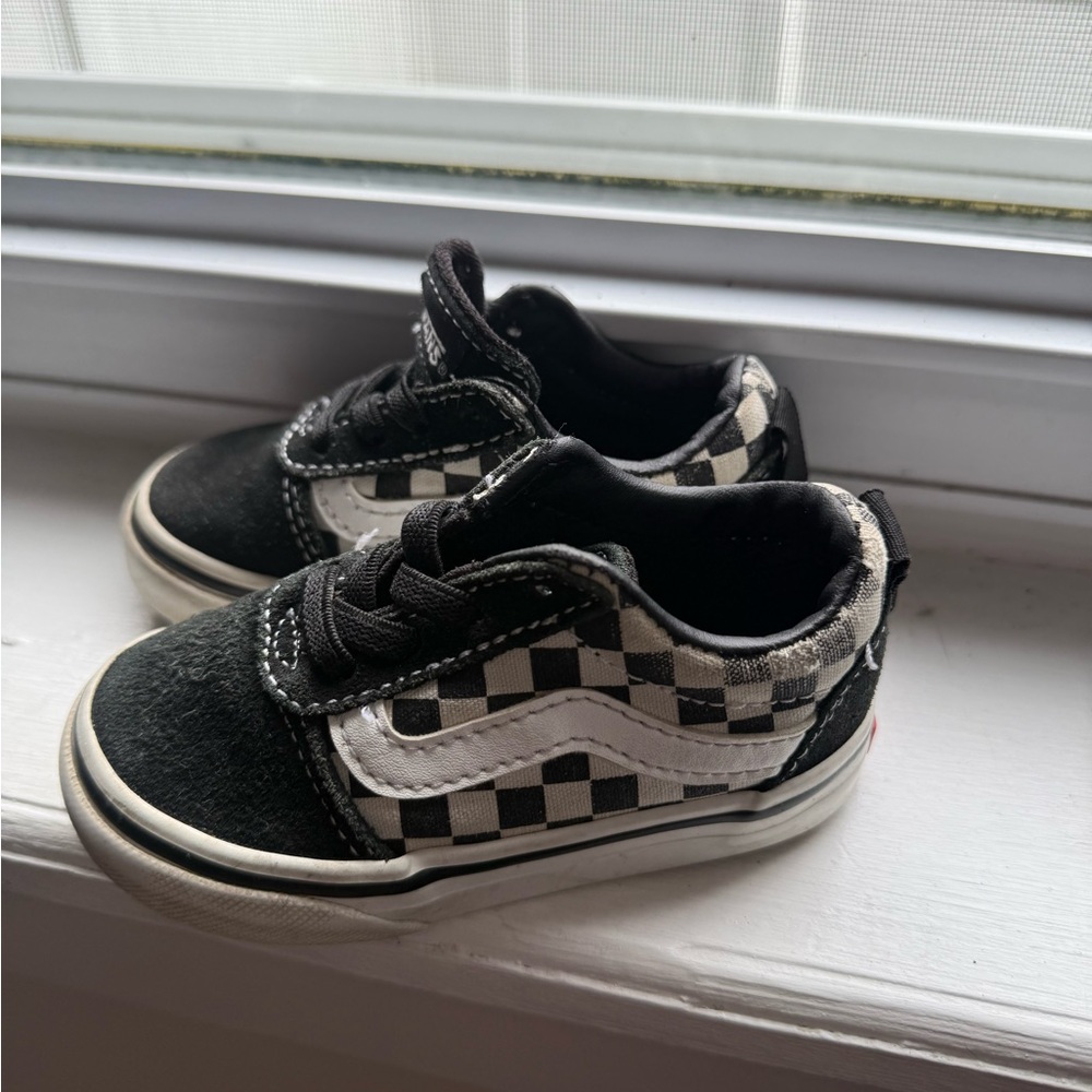 Vans Black and White Sneakers with Checkerboard Design